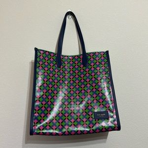 kate spade Gotham Patio Tile XL Tote Pink Cloud green